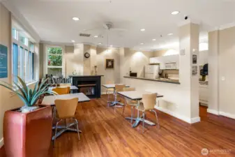 The community lounge includes a full kitchen, and is a great spot to meet and mingle with your neighbors.