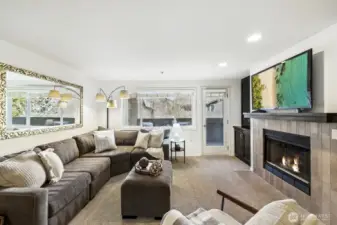 Custom Fireplace Mantle with Accent Lighting