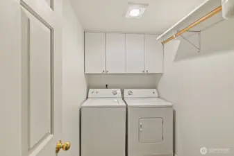 Large Utility Room with Storage. Washer/Dryer remain with the Home