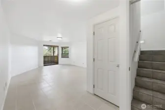 Remember those stairs after the foyer? This is where they go. To the REC ROOM we go!