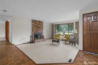 Front door opens to living room and dining room.