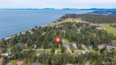 Strait of Juan de Fuca to the west and San Juan Islands in the distance.