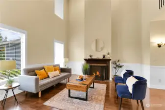 Living room with propane fireplace.
