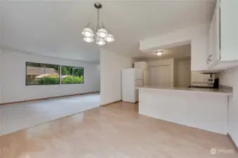 Wood laminate flooring throughout the home