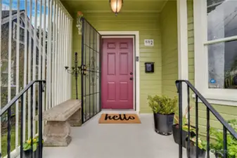 Say hello to friendly neighbors and passers-by from your cozy covered front entry. Let’s head inside!