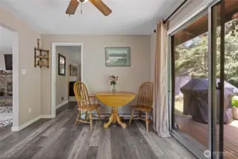 Charming patio is located just off of the dining area.
