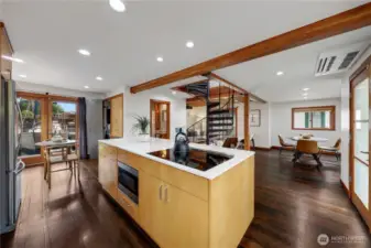 These reclaimed wood floors are one of unique features of this home.