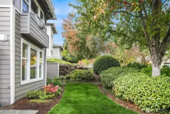 Lawn area outside your front windows maintained by the HOA.
