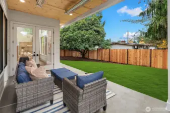 Secluded outdoor covered living area