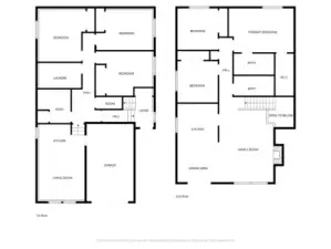 Functional two-level floor plan with separate living areas and dual kitchens, ideal for multigenerational living or investment flexibility; Total 2,610 SqFt.