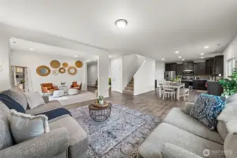 Living space easily flows into the kitchen. Great for Entertaining!