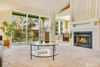 You'll feel like you are in a surround of greenery when you walk through the front door of your top-floor home with  views from your private balcony.