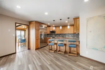 Kitchen with bar area