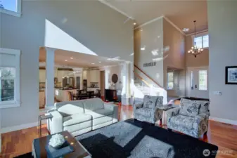 Great room opens to casual dining area and gourmet kitchen.