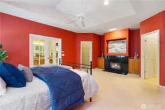 Big master suites with cozy fireplace with two walk in closets