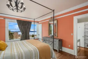 Middle bedroom suite with view terrace, ensuite bath and separate dressing area with built-in closet.
