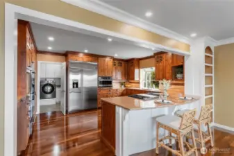 Chef's kitchen with GE Monogram Professional built-in appliances