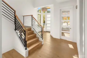 Custom open rail and hardwood treads