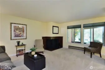 Large living room with fireplace