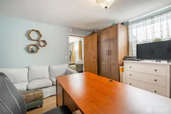 Office in basement offers many uses.