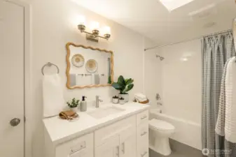 Main full bathroom, JUST fully remodeled - everything is brand new!