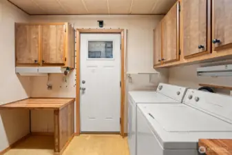 Laundry room with exterior access .