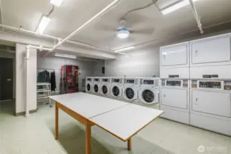 The laundry room has new machines from 2025.