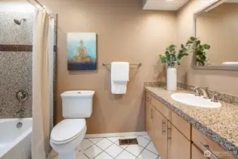 The skylight brings in lots of light.