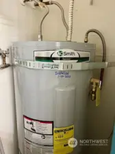 Electric water heater - 1/21 install, earthquake strapped, and pressure release valve
