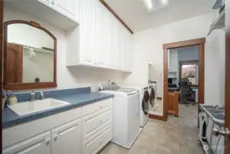 Utility room with laundry and deep sink