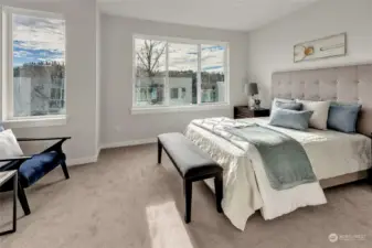 Primary bedroom, big windows for extra natural light