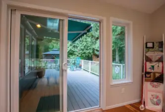 slider from family room opening to deck