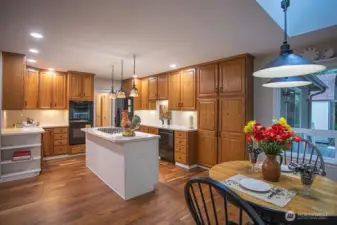 Kitchen with double oven, gas cook top