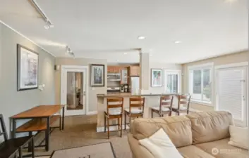 Owners lounge with kitchen, flat panel TV and lots of entertainment space.