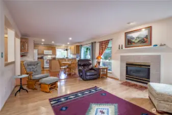 Cozy gas fireplace in the family room