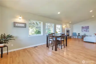 View of dining room to living room