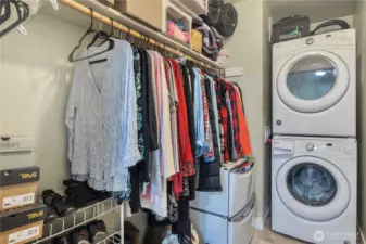 Primary walk-in closet with a second washer and dryer