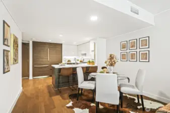 Warm hardwoods throughout the main living area.