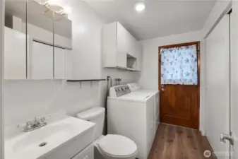 Half bath as part of laundry.  Doing yard work?  No need to carry the dirt thru the rest of the house