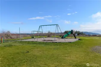 Community play area surrounded by natural setting