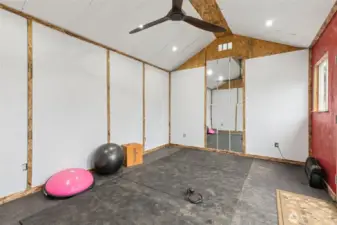 Interior of outdoor shed