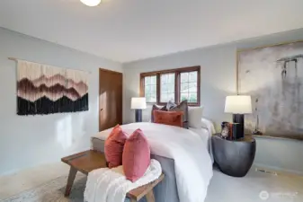 This shows the 2nd closet  Wood wrapped windows for that finished feel.