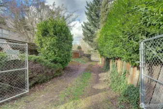 Looking back down the short alley to main street