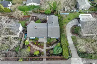 Lovely view of home and its gardens.