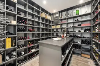 Full temperature controlled wine cellar with center island
