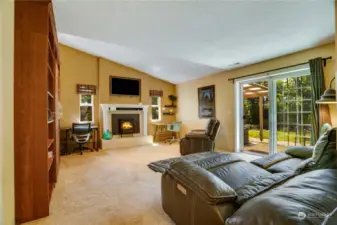 Light filled and spacious, this lower-level family room is a favorite retreat with so many options for living.