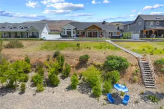Aerial view 1 of home and waterfront.
