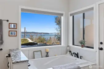 Soaking tub looking out towards the views.