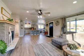 Looking from living into kitchen. Nice open room with LPV flooring through out.