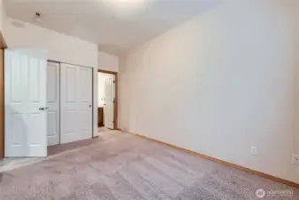 This ensuite bedroom/full bathroom on the main level is one of of the really special things about this house and is perfect for guests when they come to visit.